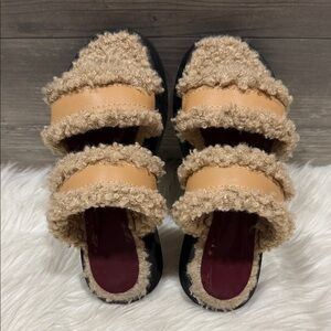 STAUD Siesta Shearling Platform Sandals